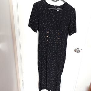 Vintage Michael Blake Sun Moon Stars Print Midi Dress Whimsigoth 80s 90s Size 8